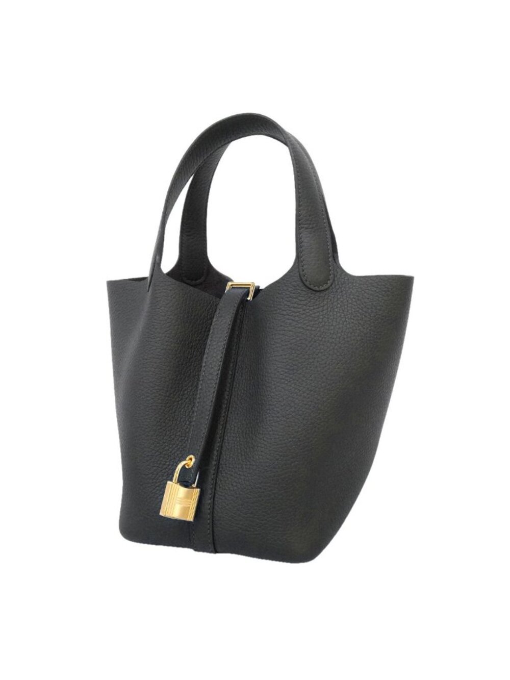 Hermes Handbag Picotin Lock PM Taurillon Clemence Bleu Nuit Gold